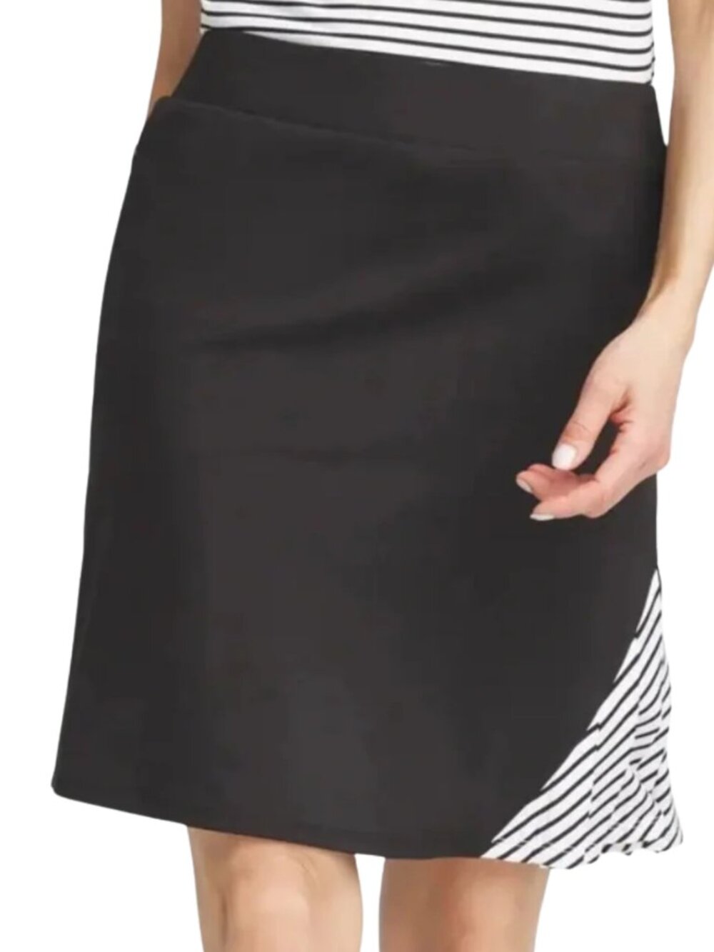 Chico's Zenergy UPF Knit Side Pleat Skort Black Striped Size 0 (US 4) Pickleball